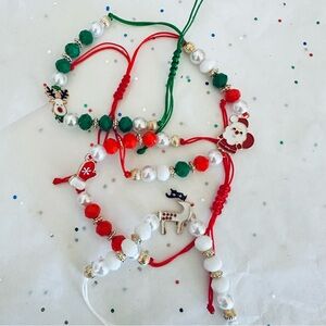 Festive Kids Bracelet Set - Red, Green, White